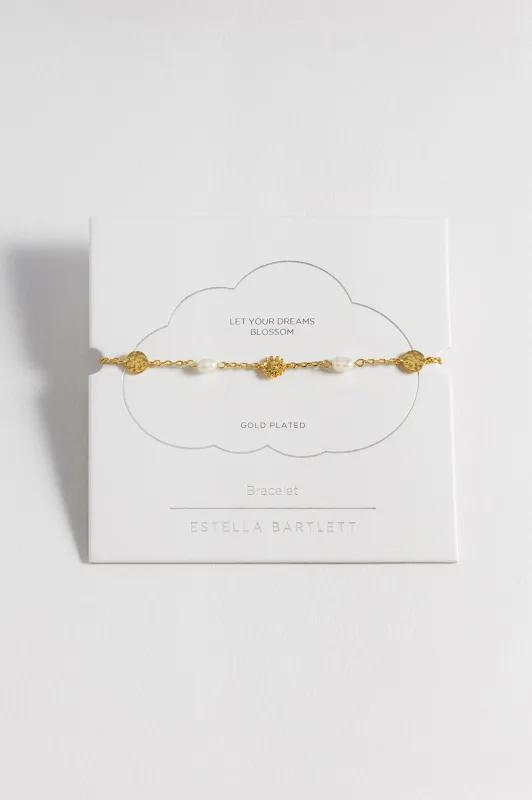 Textured Disc Flower Pearl Bracelet sold by Estella Bartlett