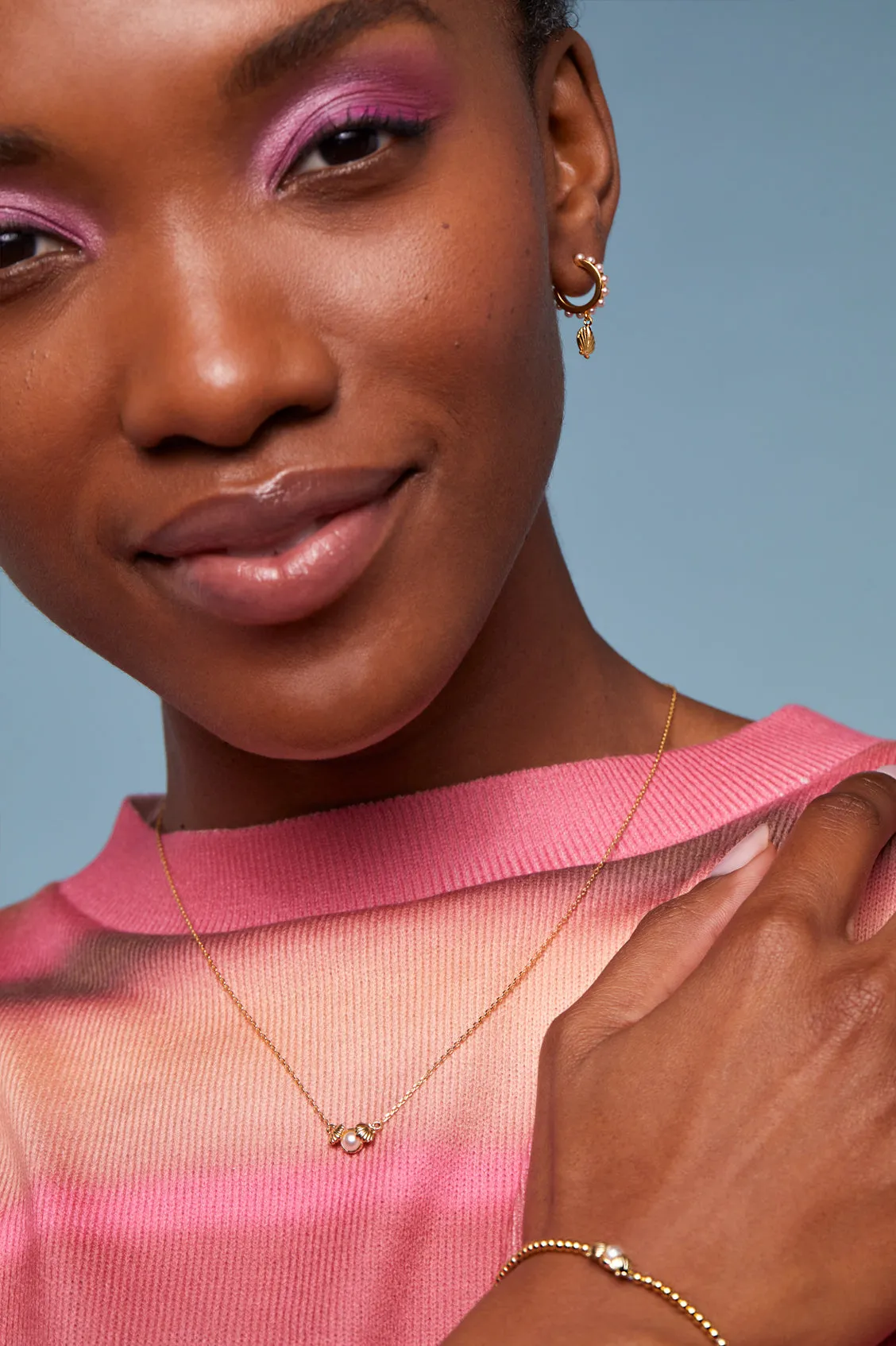 Pearl Scallop Pendant Necklace sold by Estella Bartlett product image thumbnail 4