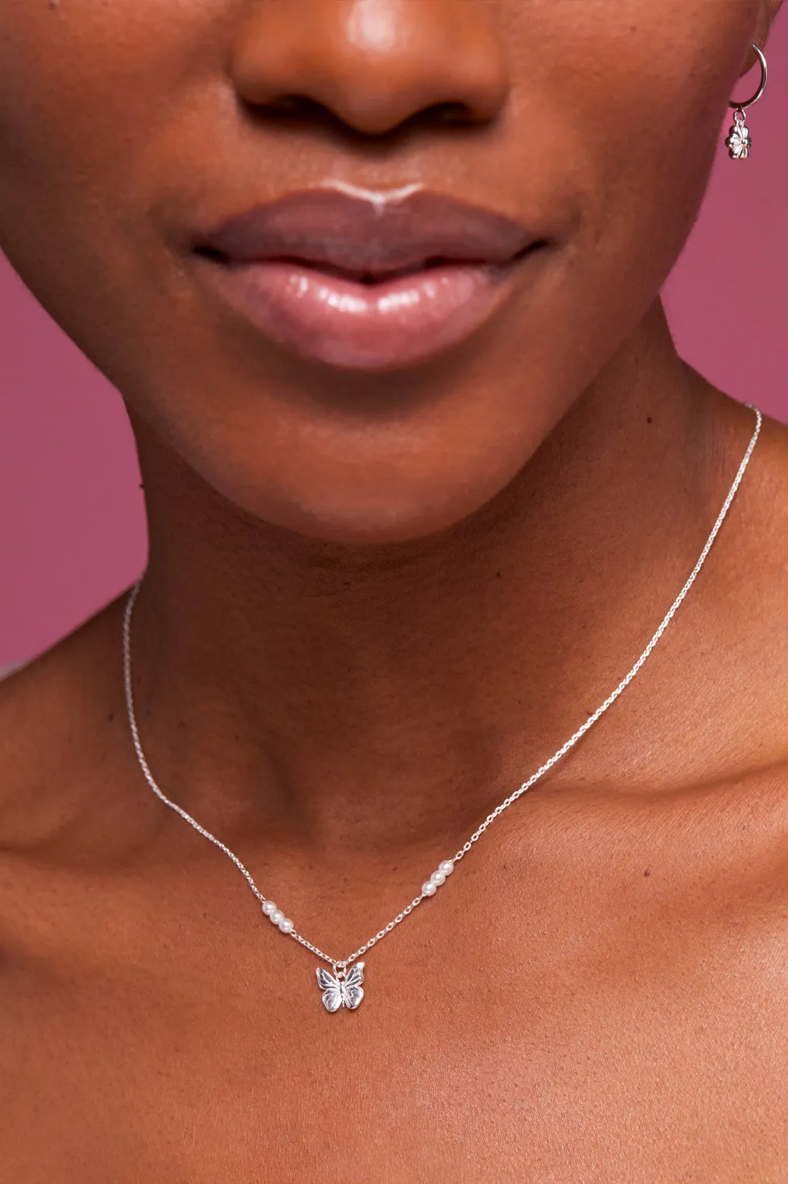 Pearl Butterfly Pendant Necklace sold by Estella Bartlett product image thumbnail 4