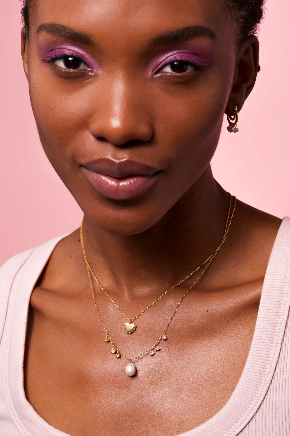 Heart With Side Pearl Necklace sold by Estella Bartlett product image thumbnail 4