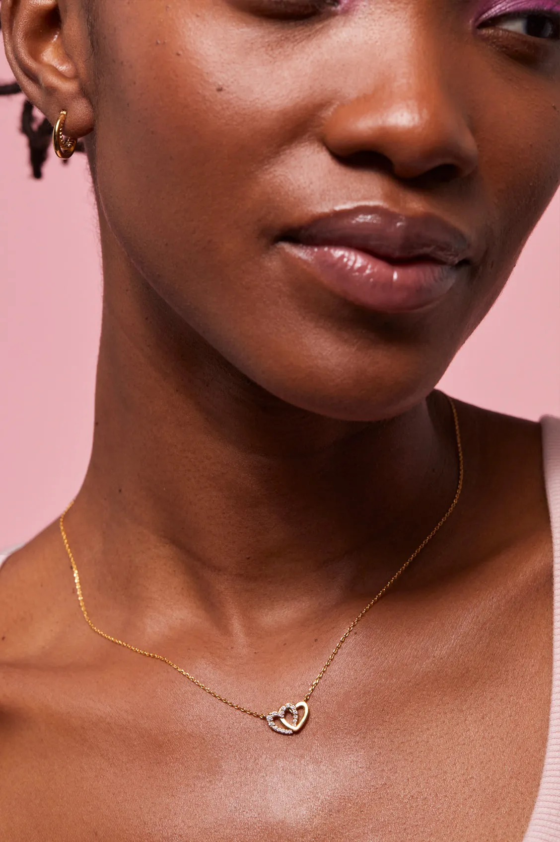 Interlocking Heart CZ Necklace sold by Estella Bartlett product image thumbnail 4