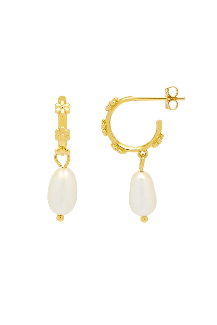 Flower Pearl Drop Hoops sold by Estella Bartlett product image thumbnail 3