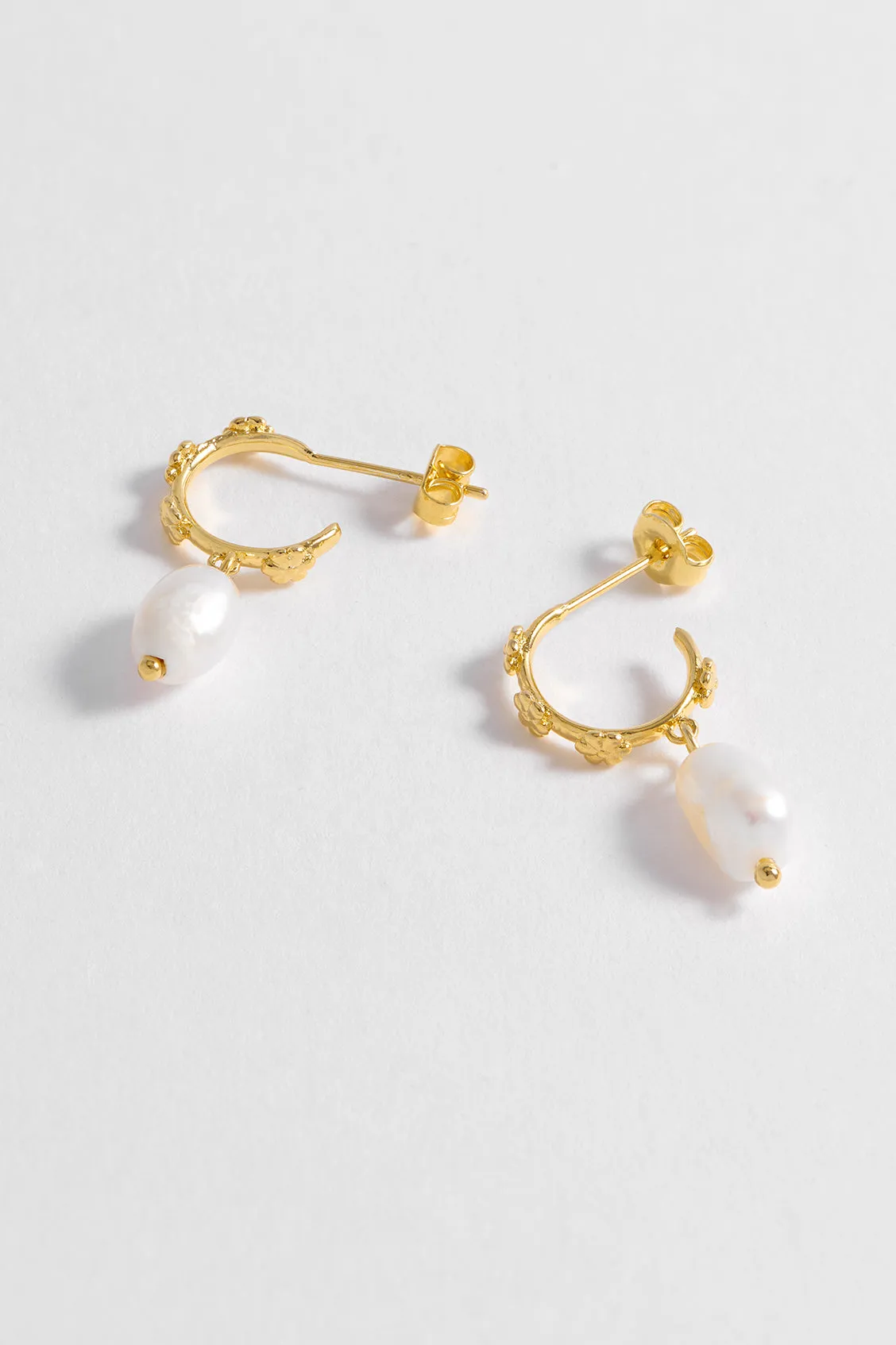 Flower Pearl Drop Hoops sold by Estella Bartlett product image thumbnail 4