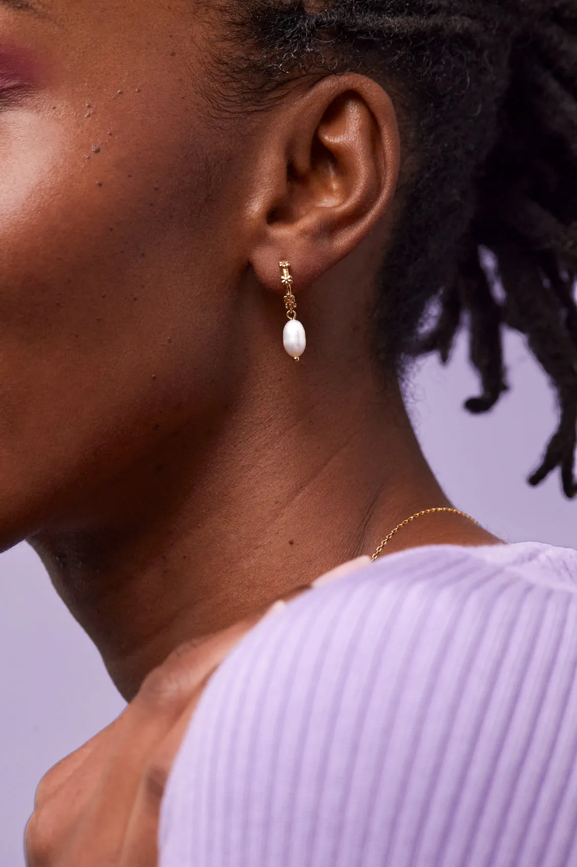 Flower Pearl Drop Hoops sold by Estella Bartlett product image thumbnail 2
