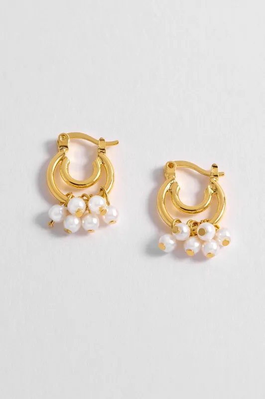 Pearl Double Hoop Earrings sold by Estella Bartlett