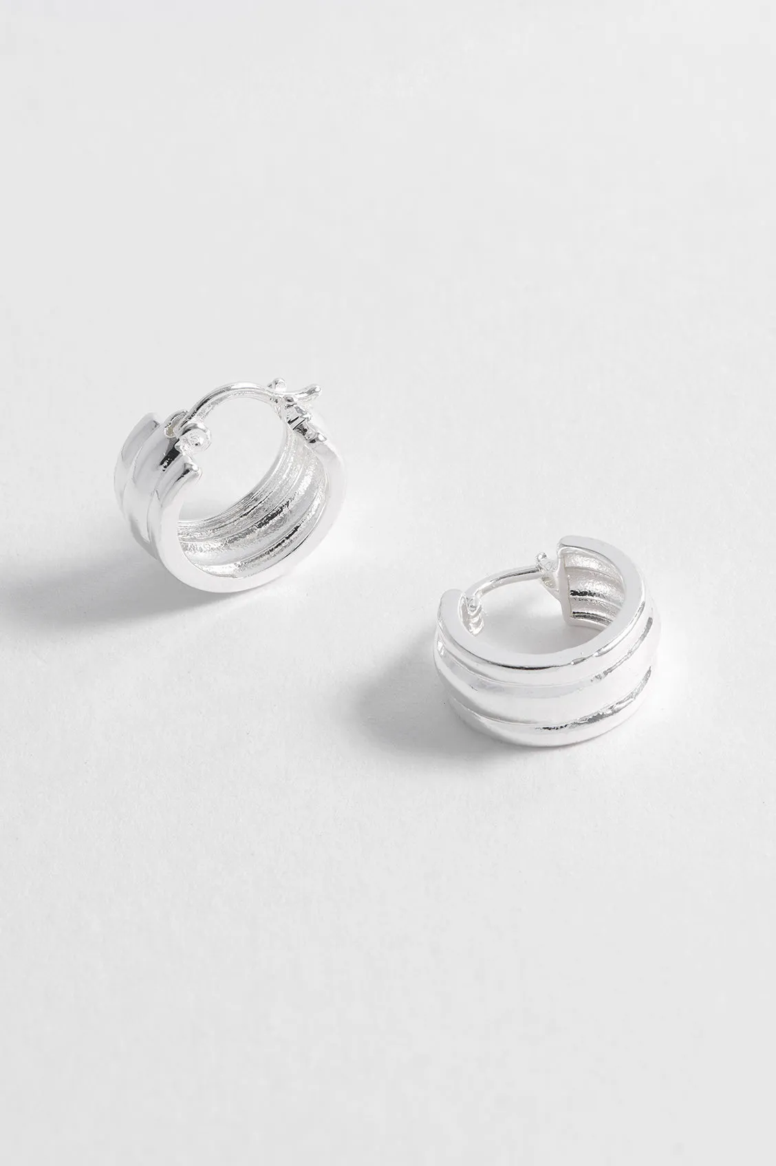 Chunky Silver Textured Hoops sold by Estella Bartlett product image thumbnail 4