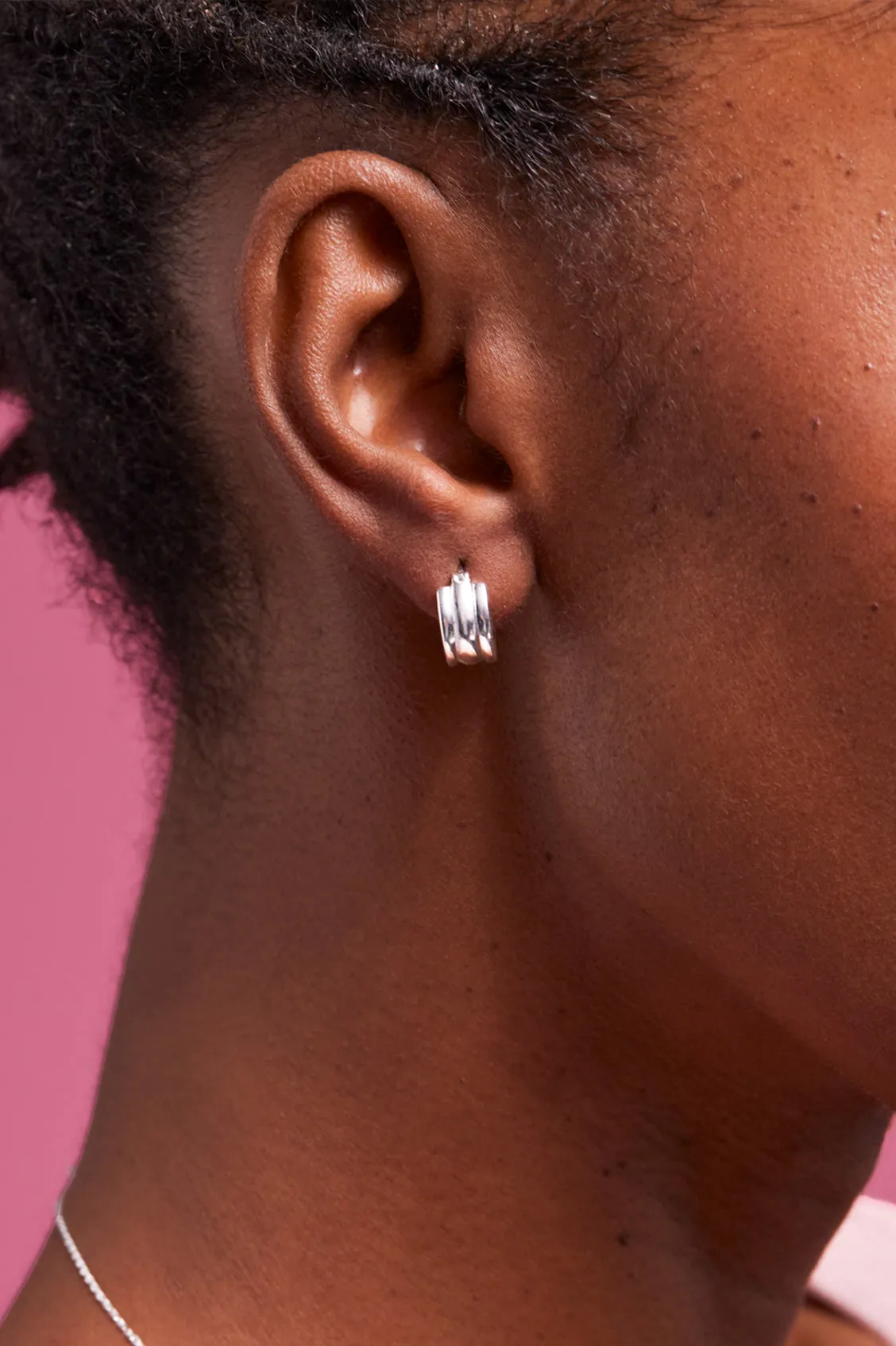 Chunky Silver Textured Hoops sold by Estella Bartlett product image thumbnail 2