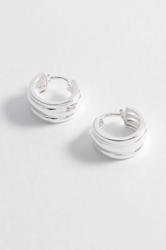 Chunky Silver Textured Hoops sold by Estella Bartlett