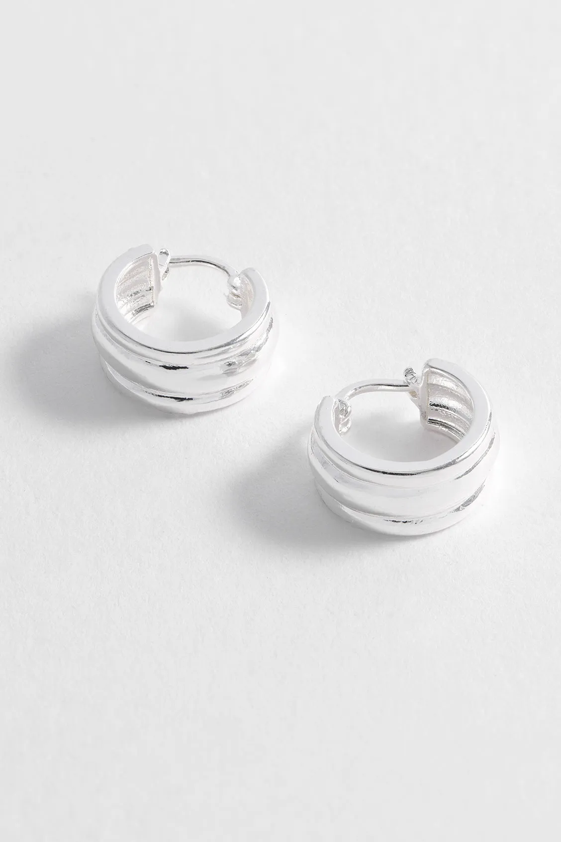 Chunky Silver Textured Hoops sold by Estella Bartlett