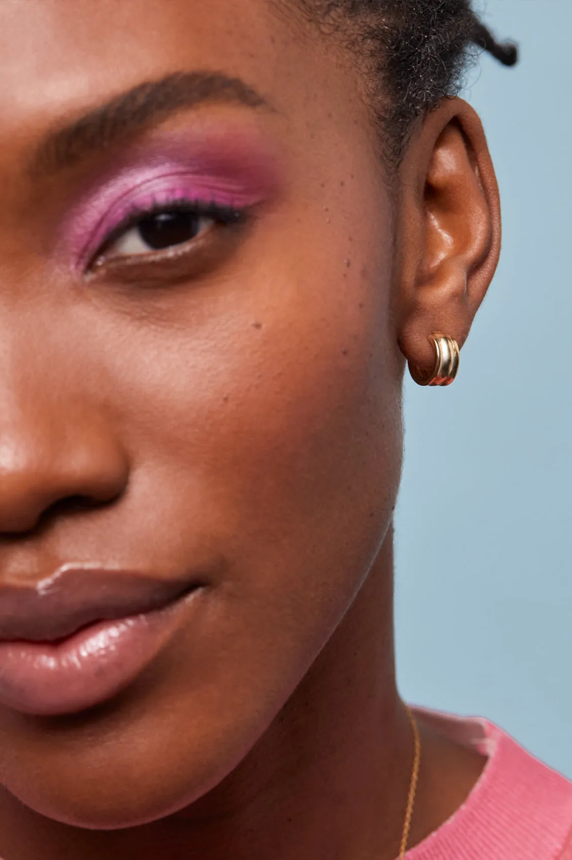 Chunky Gold Textured Hoops sold by Estella Bartlett product image thumbnail 2