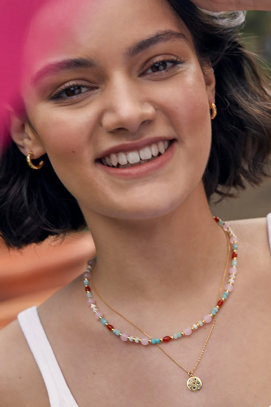 Gemstone T-Bar Necklace sold by Estella Bartlett product image thumbnail 2