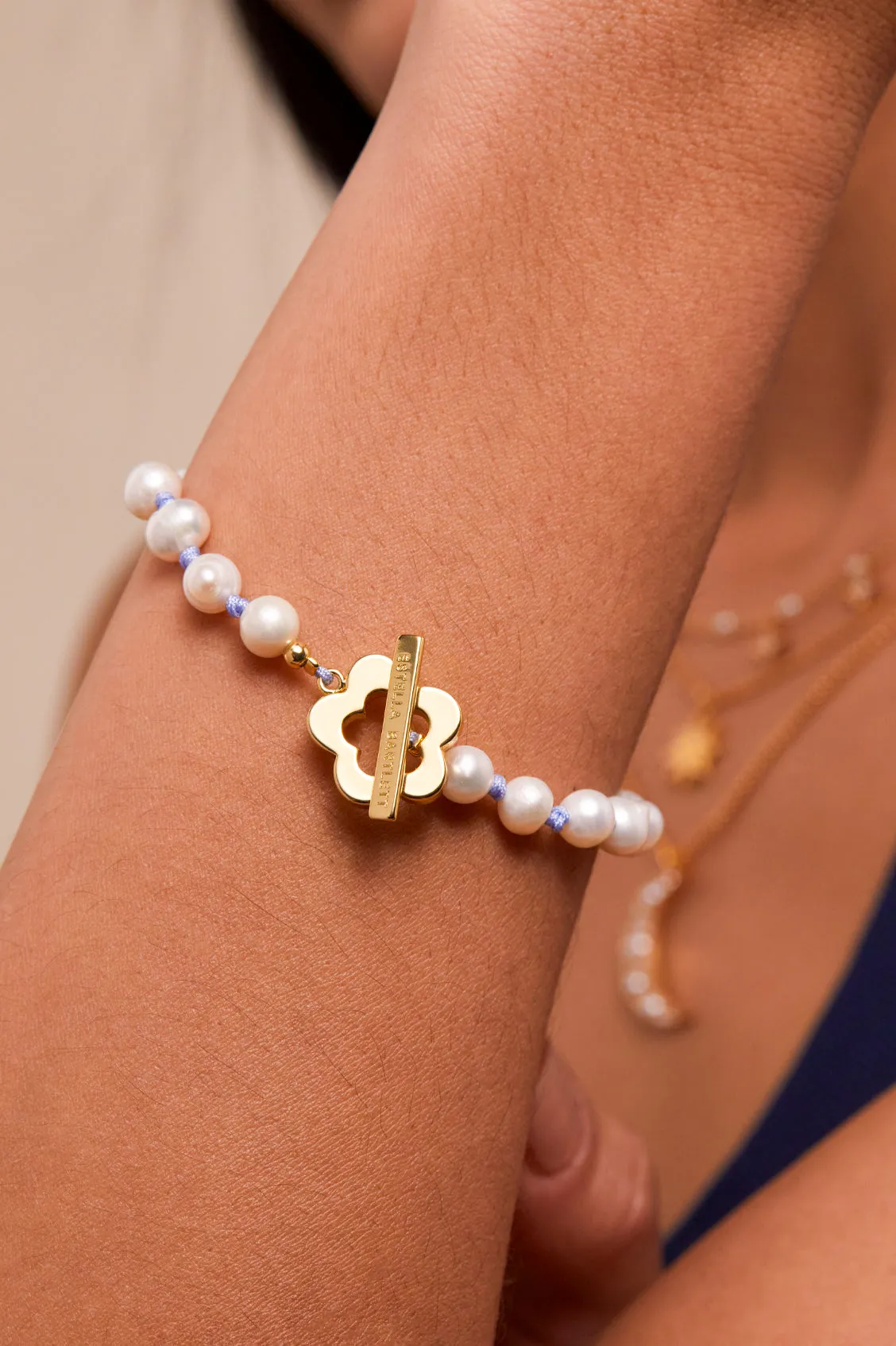 Pearl Flower T-Bar Bracelet sold by Estella Bartlett product image thumbnail 2