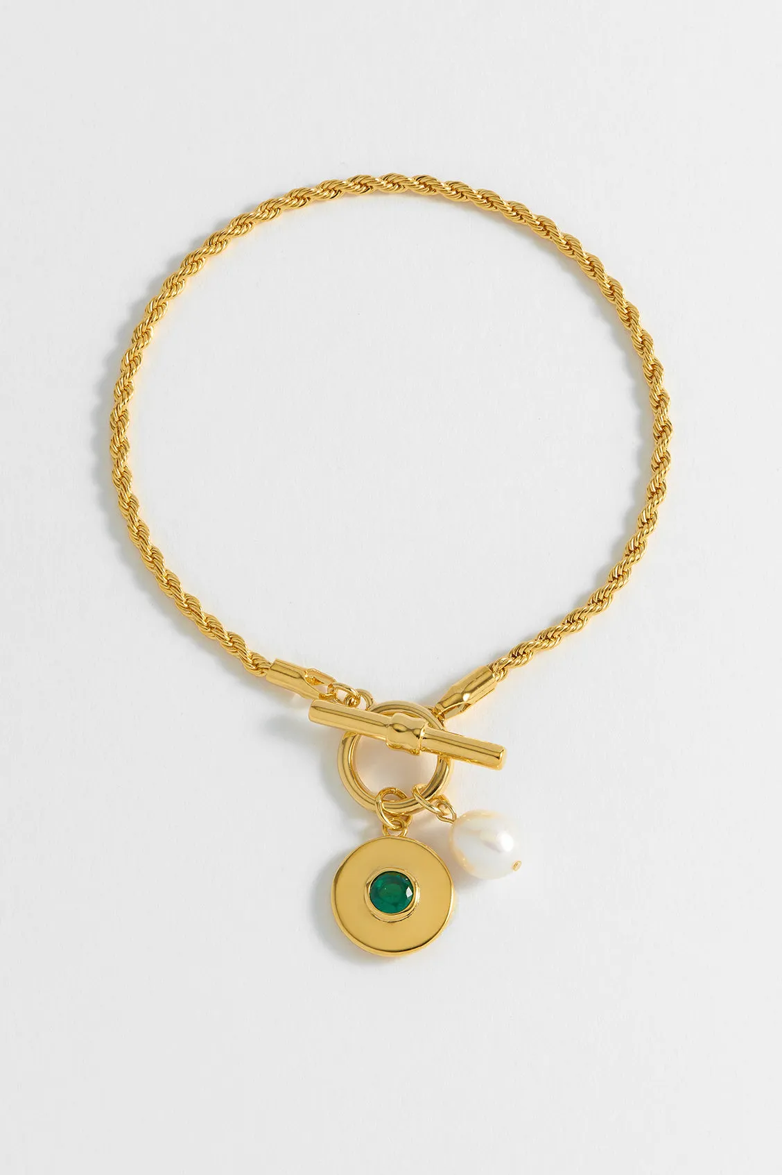 Pearl CZ T-Bar Rope Bracelet sold by Estella Bartlett