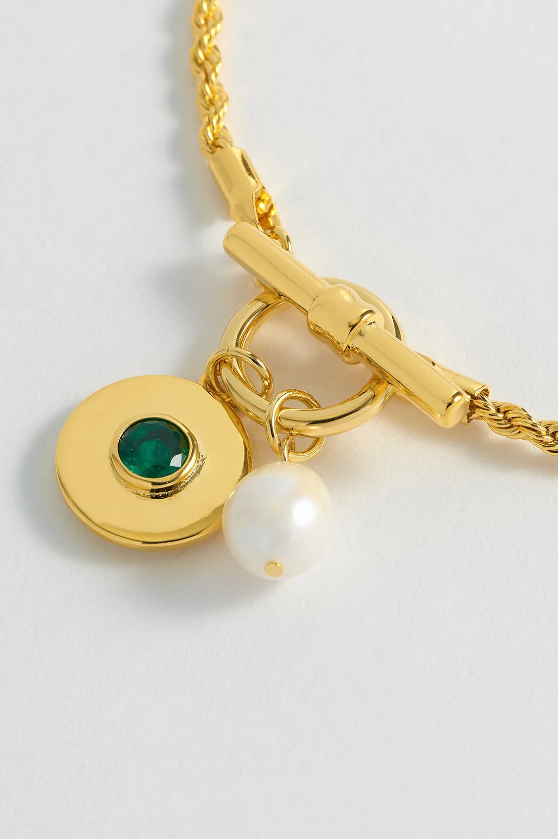 Pearl CZ T-Bar Rope Bracelet sold by Estella Bartlett product image thumbnail 4