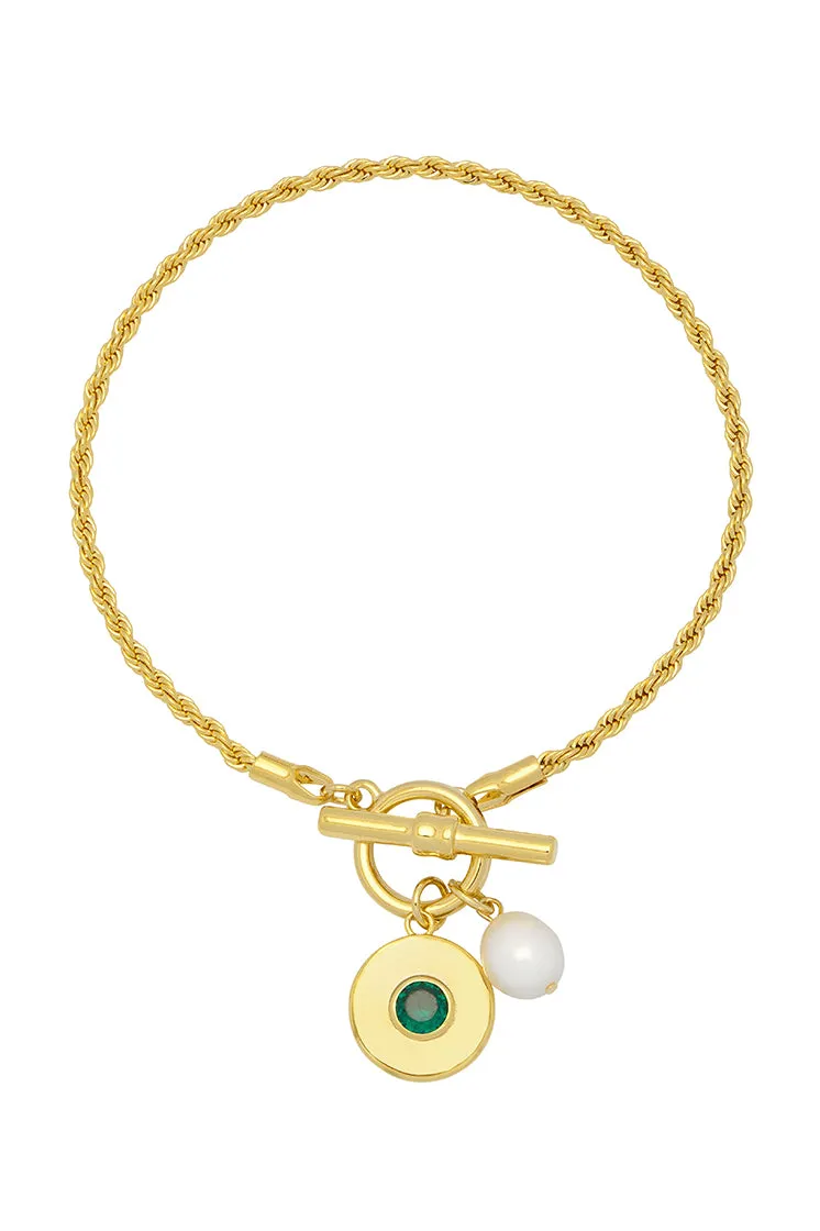 Pearl CZ T-Bar Rope Bracelet sold by Estella Bartlett product image thumbnail 3