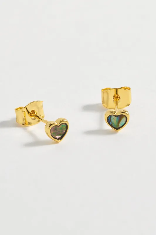 Abalone Heart Studs made by Estella Bartlett
