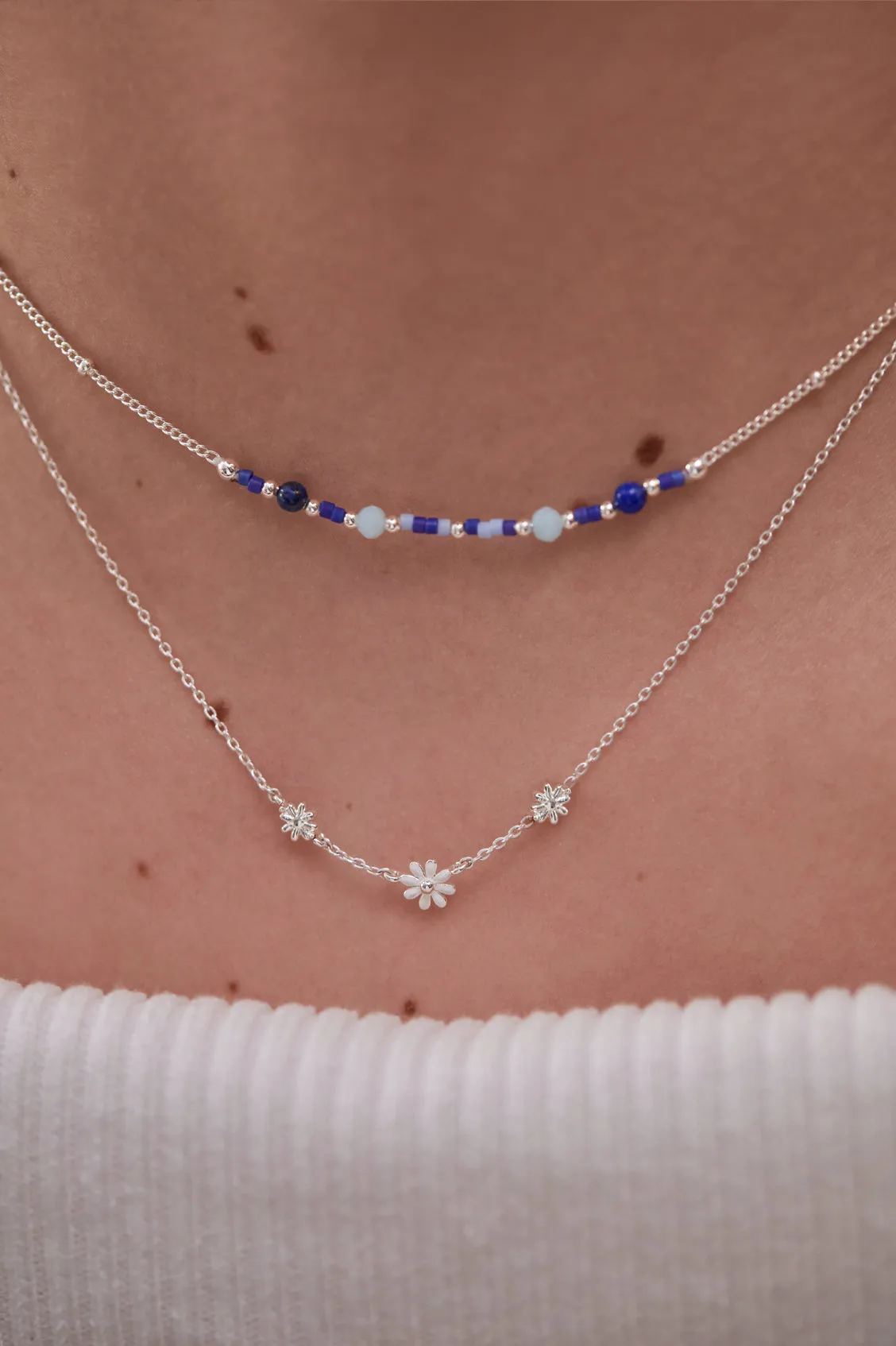 Mini Blue Beaded Chain Necklace sold by Estella Bartlett product image thumbnail 2