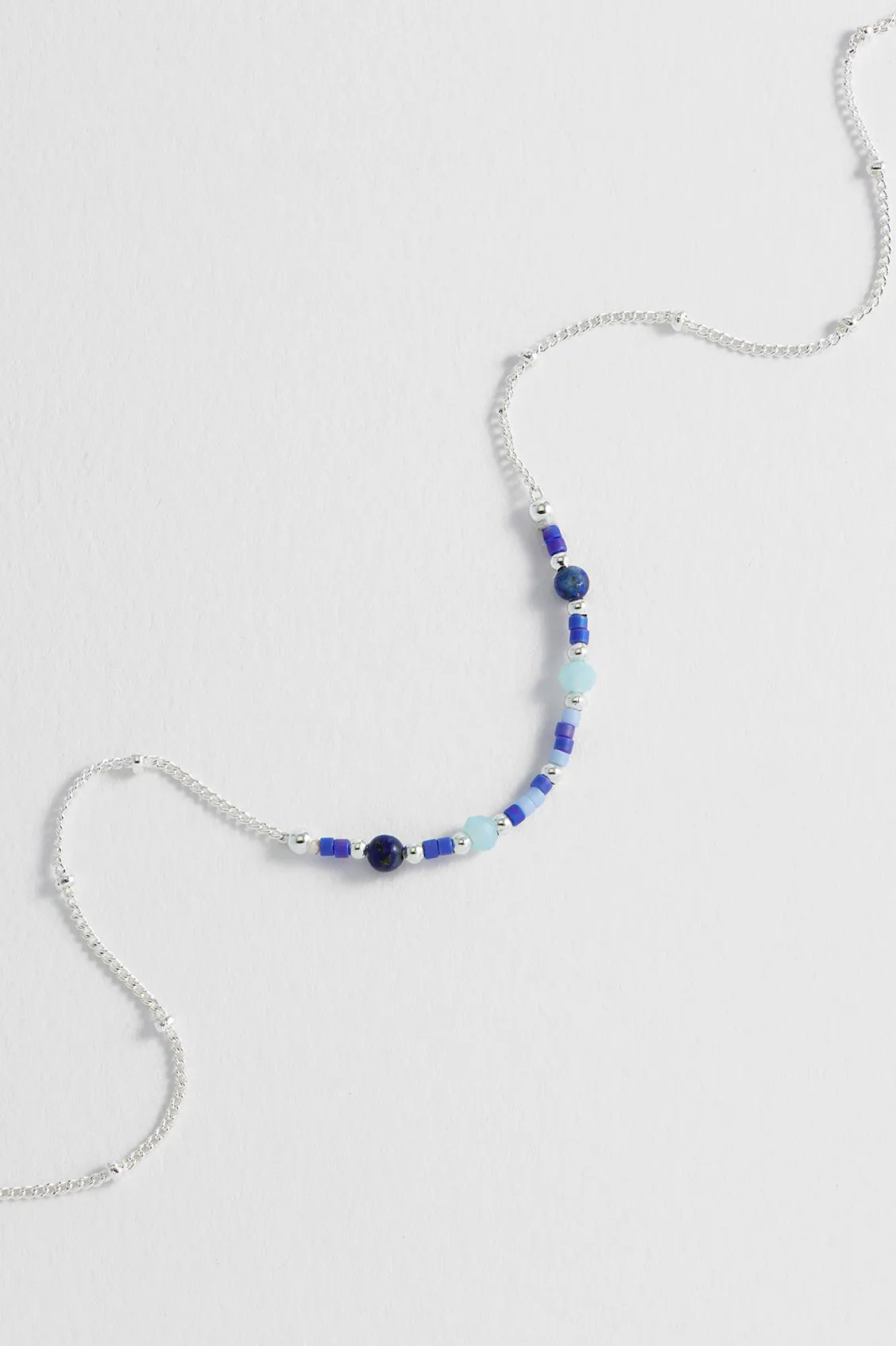 Mini Blue Beaded Chain Necklace sold by Estella Bartlett product image thumbnail 4