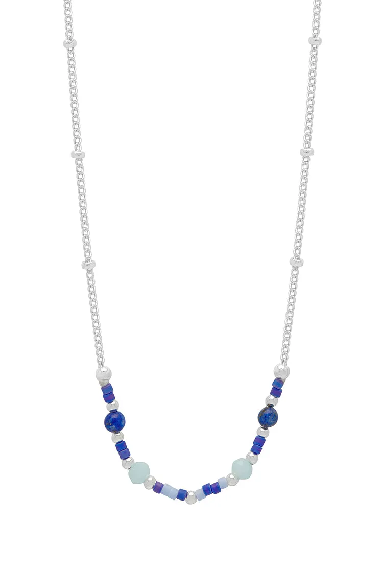 Mini Blue Beaded Chain Necklace sold by Estella Bartlett product image thumbnail 3