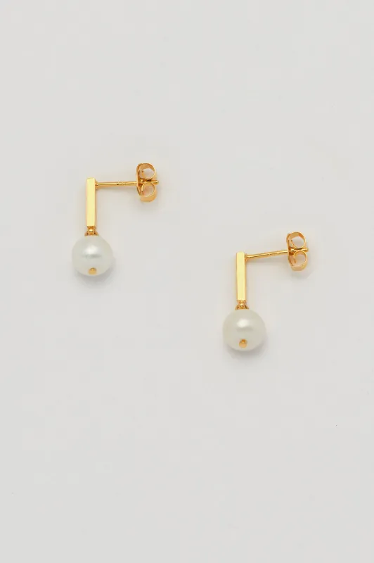 Baroque Pearl and Bar Drop Earrings sold by Estella Bartlett