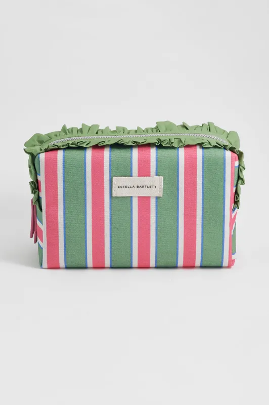 Green Stripe Ruffle Wash Bag sold by Estella Bartlett