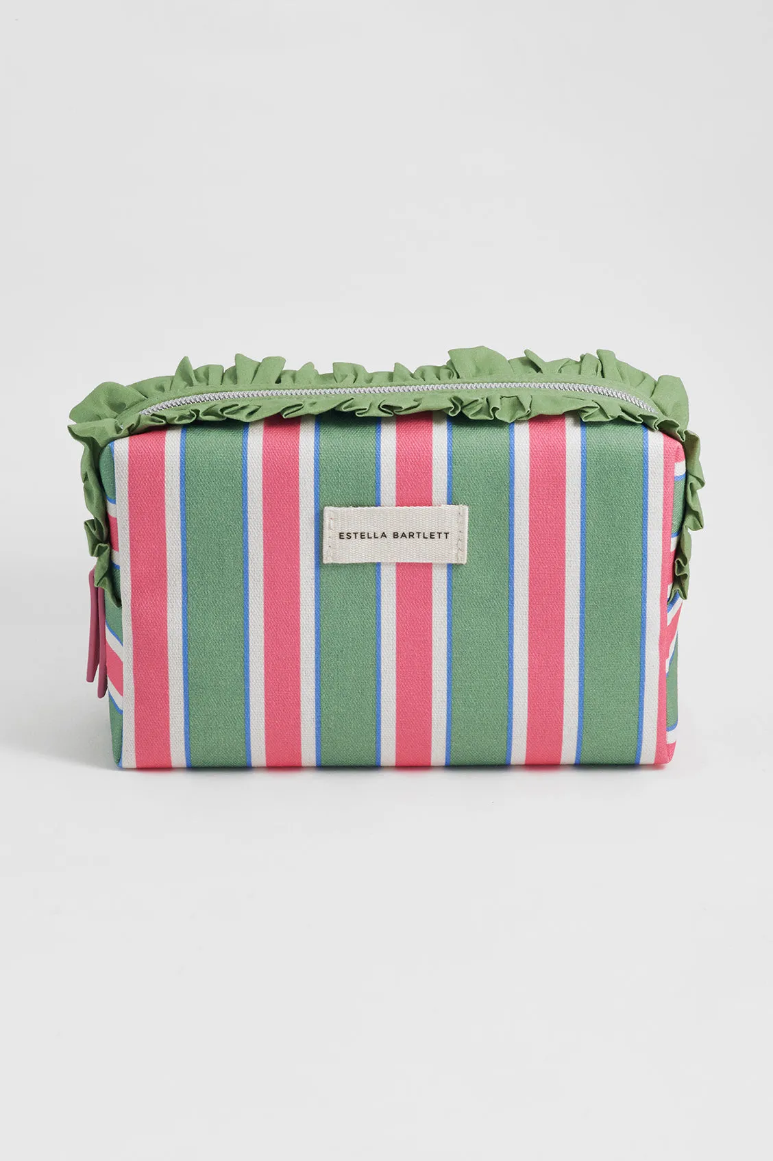 Green Stripe Ruffle Wash Bag sold by Estella Bartlett