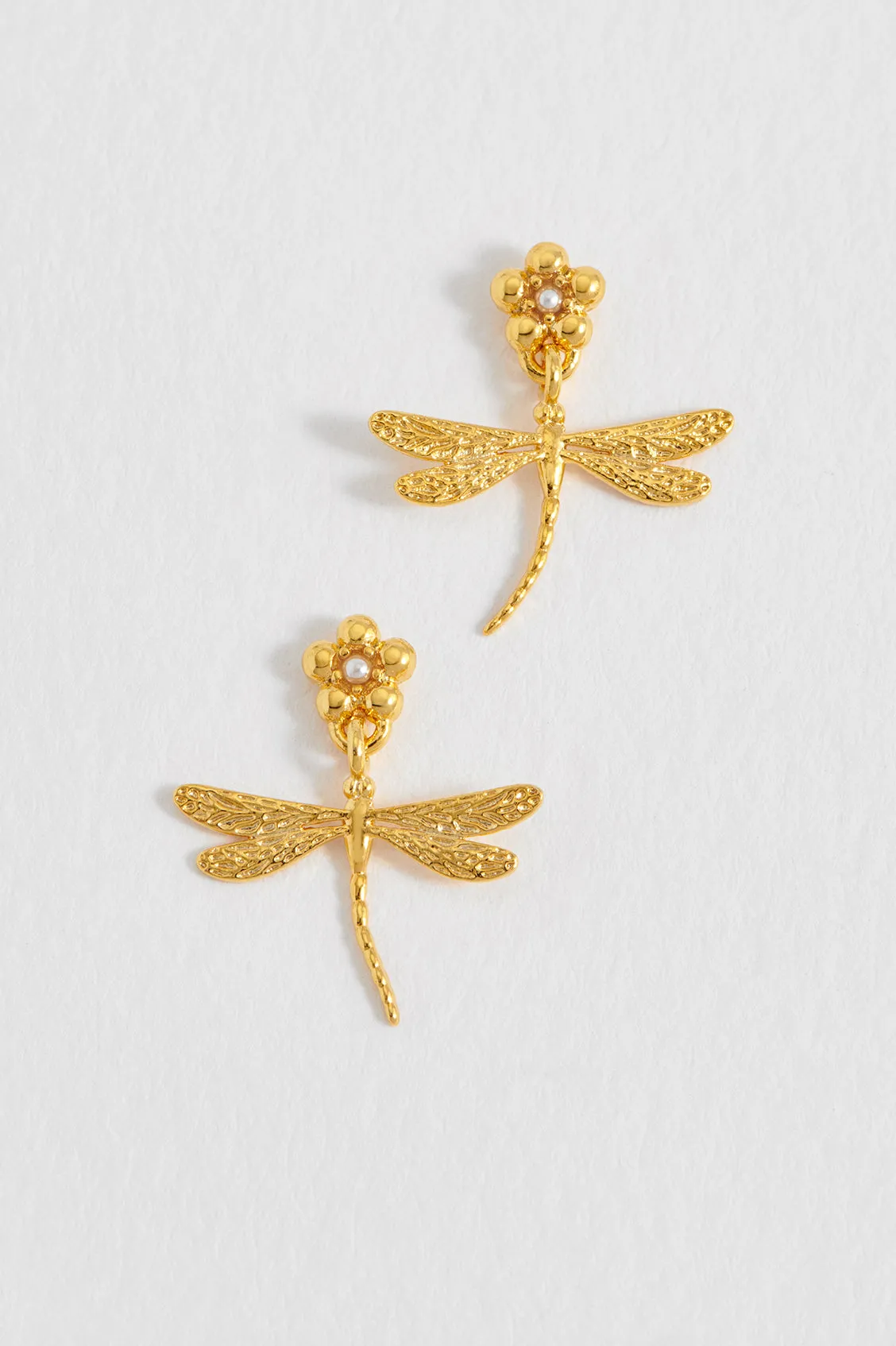 Flower and Dragonfly Drop Earrings sold by Estella Bartlett