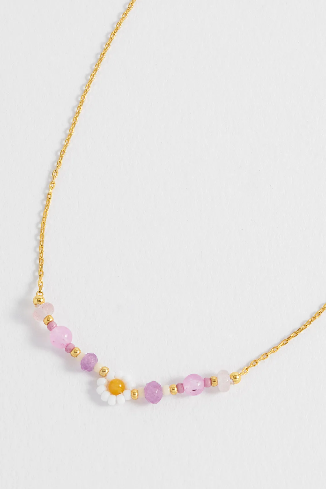 Rose Quartz Beaded Flower Necklace sold by Estella Bartlett product image thumbnail 4