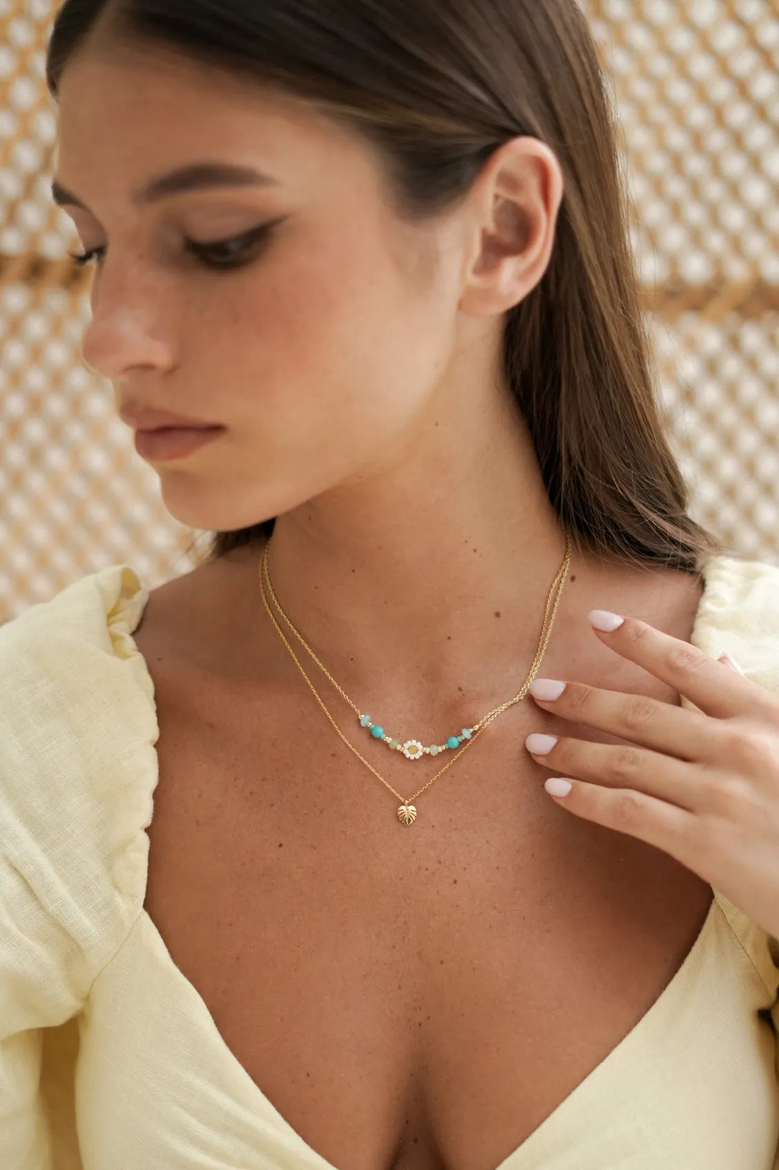 Turquoise Beaded Flower Necklace sold by Estella Bartlett product image thumbnail 2