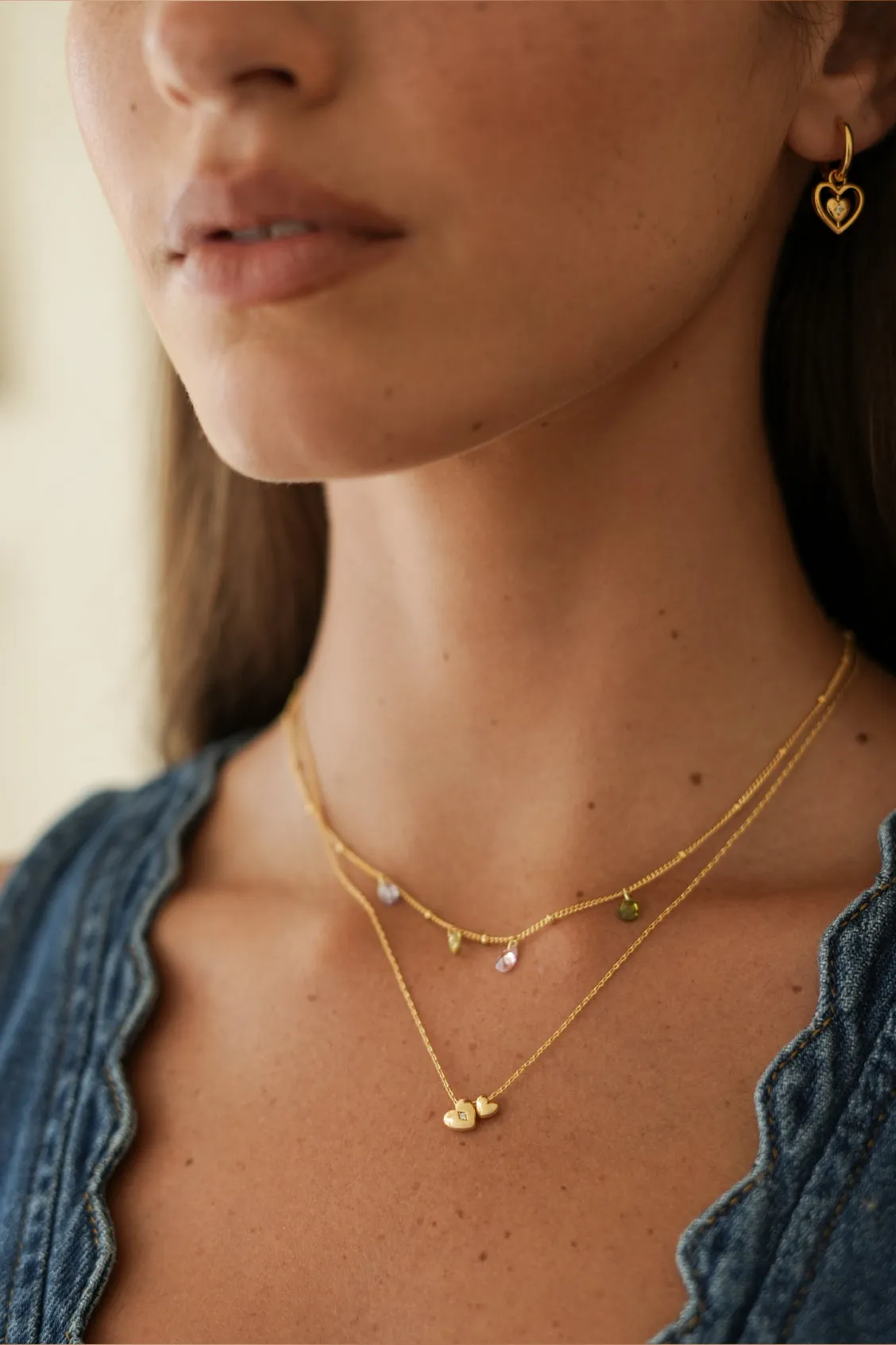 Double Heart and CZ Necklace sold by Estella Bartlett product image thumbnail 5