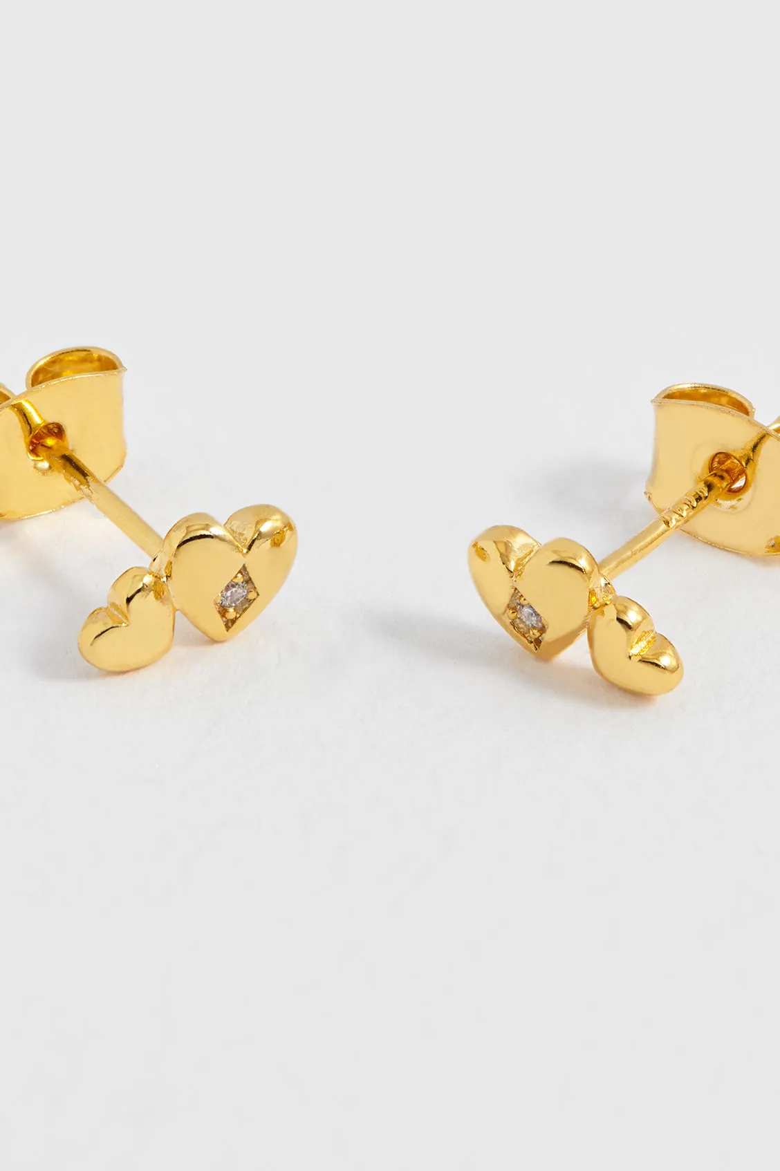 Double Heart and CZ Stud Earrings sold by Estella Bartlett product image thumbnail 4
