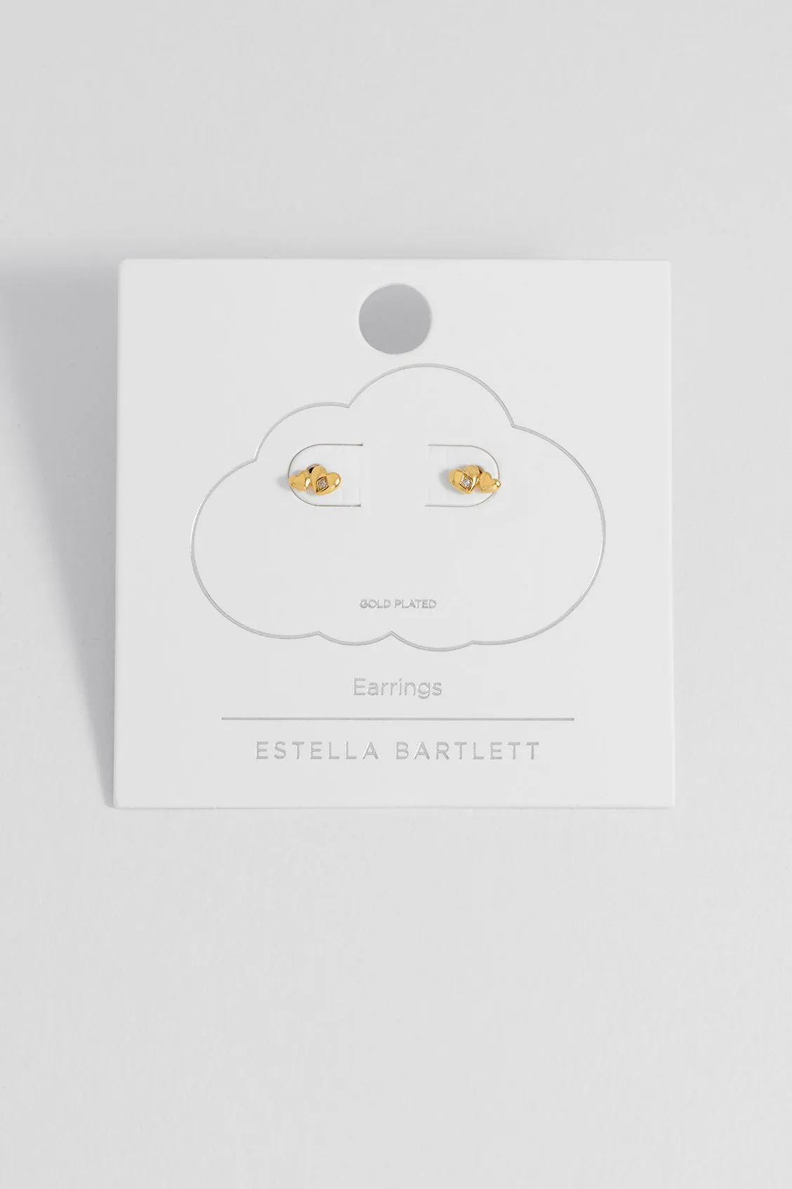Double Heart and CZ Stud Earrings sold by Estella Bartlett product image thumbnail 5