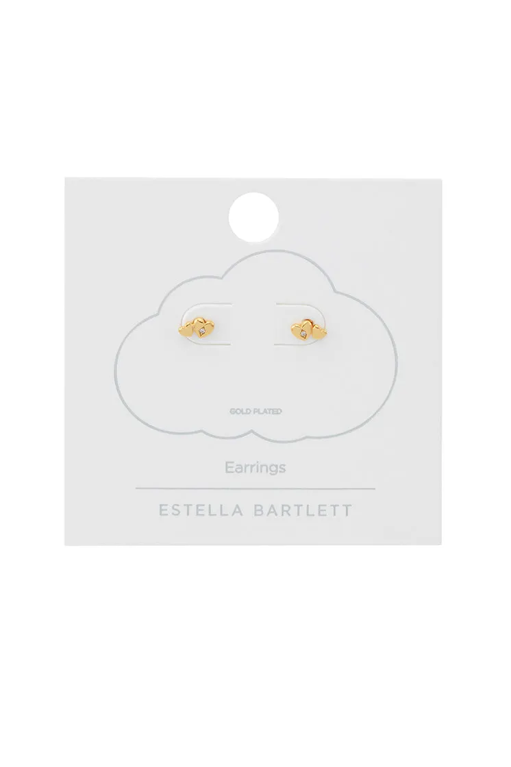 Double Heart and CZ Stud Earrings sold by Estella Bartlett product image thumbnail 3