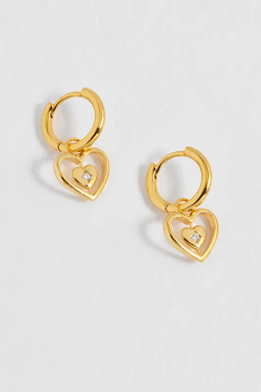 Enveloped CZ Heart Huggie Hoops made by Estella Bartlett
