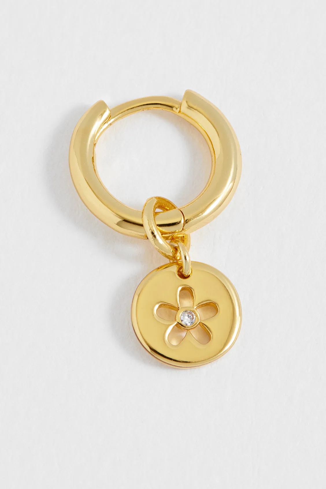 CZ Flower Coin Huggie Hoops sold by Estella Bartlett product image thumbnail 4