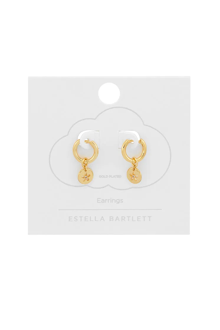 CZ Flower Coin Huggie Hoops sold by Estella Bartlett product image thumbnail 3