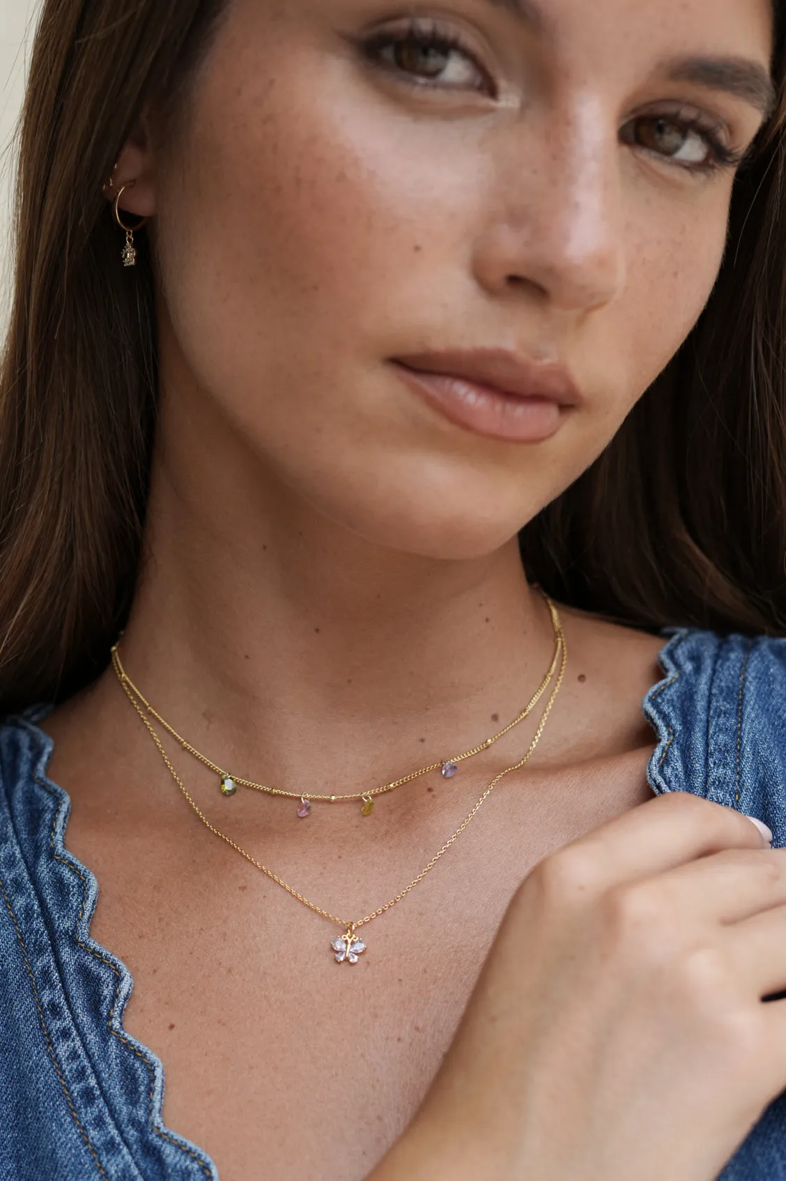 Lilac CZ Butterfly Necklace sold by Estella Bartlett product image thumbnail 5