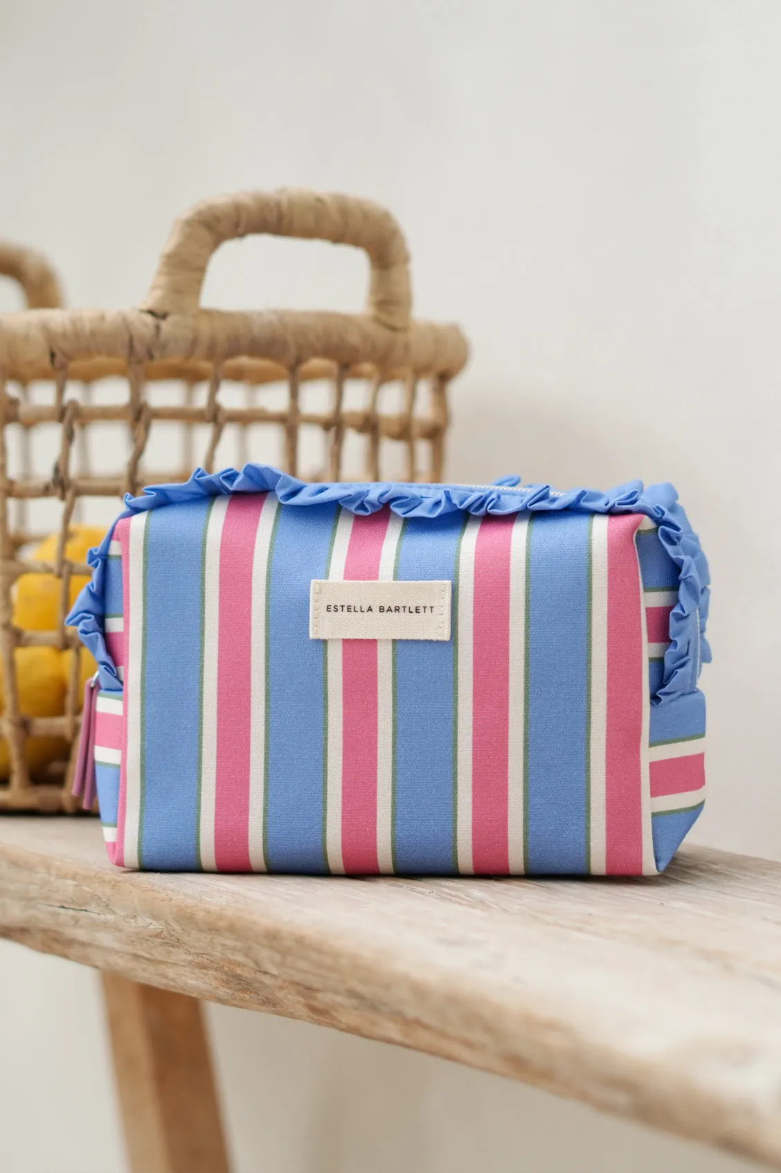 Blue Stripe Ruffle Wash Bag sold by Estella Bartlett product image thumbnail 2