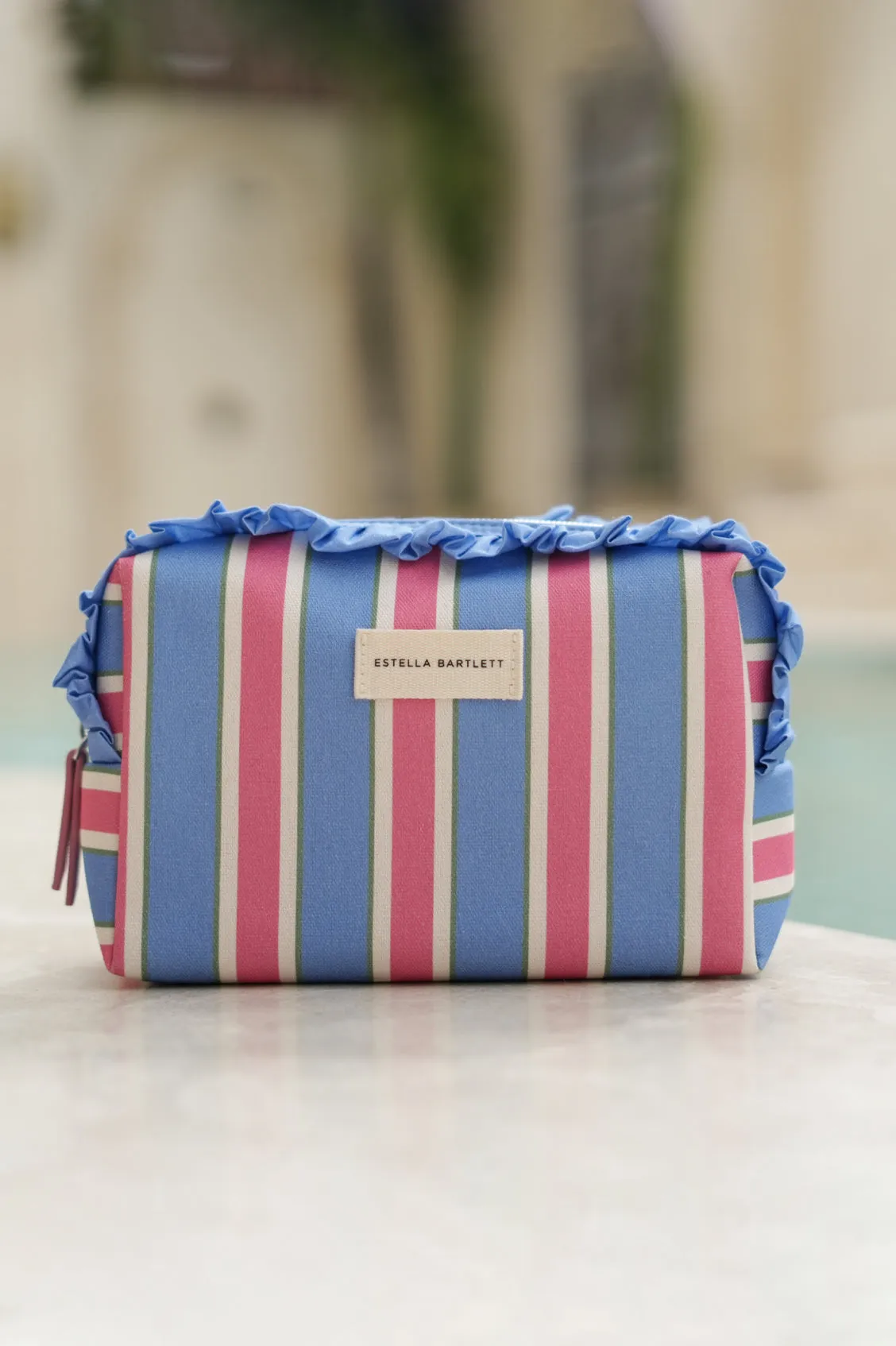 Blue Stripe Ruffle Wash Bag sold by Estella Bartlett product image thumbnail 5