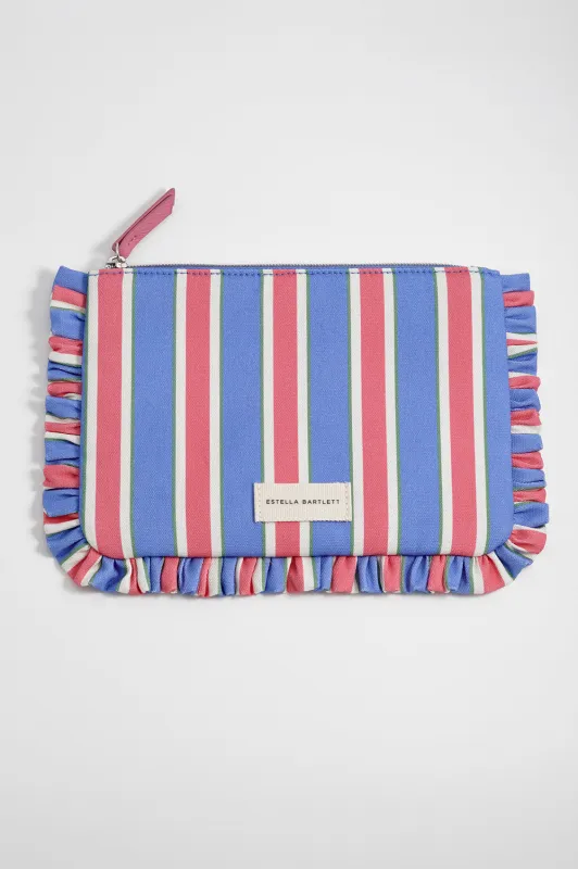 Blue Stripe Ruffle Pouch sold by Estella Bartlett