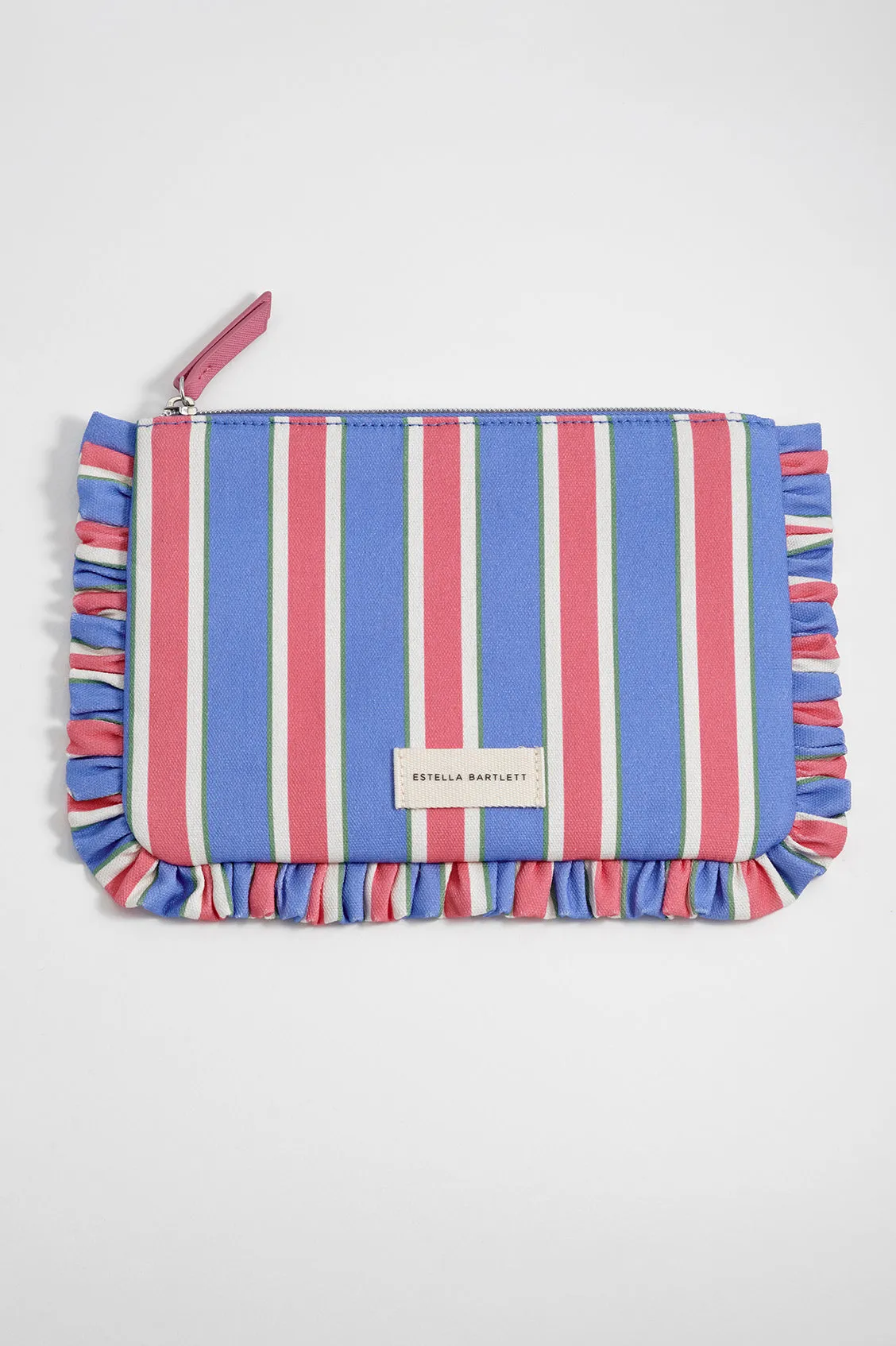 Blue Stripe Ruffle Pouch sold by Estella Bartlett