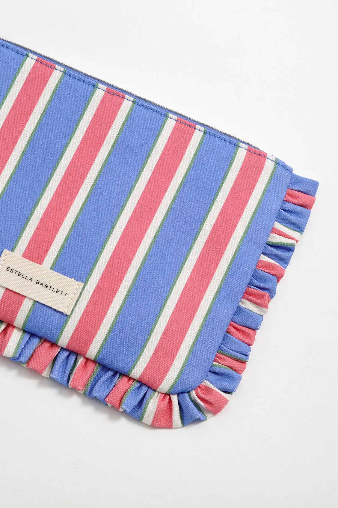Blue Stripe Ruffle Pouch sold by Estella Bartlett product image thumbnail 4