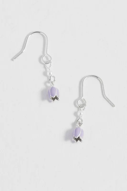 Bluebell and Pearl Hook Earrings made by Estella Bartlett