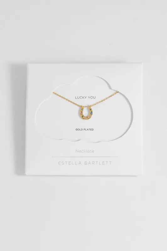 Multi Pastel CZ Horseshoe Necklace made by Estella Bartlett