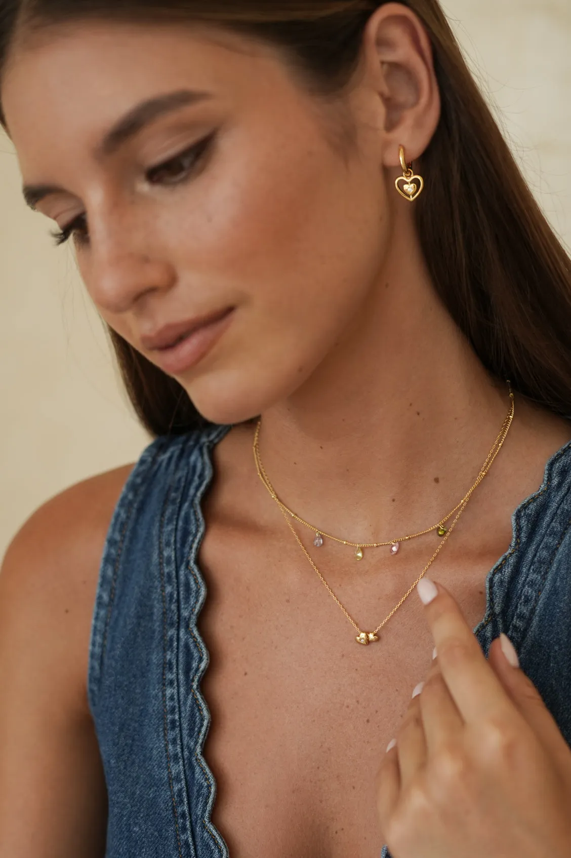 Multi CZ Pear Drop Necklace sold by Estella Bartlett product image thumbnail 5