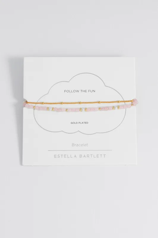 Pearl and Rose Quartz Duo Bracelet sold by Estella Bartlett