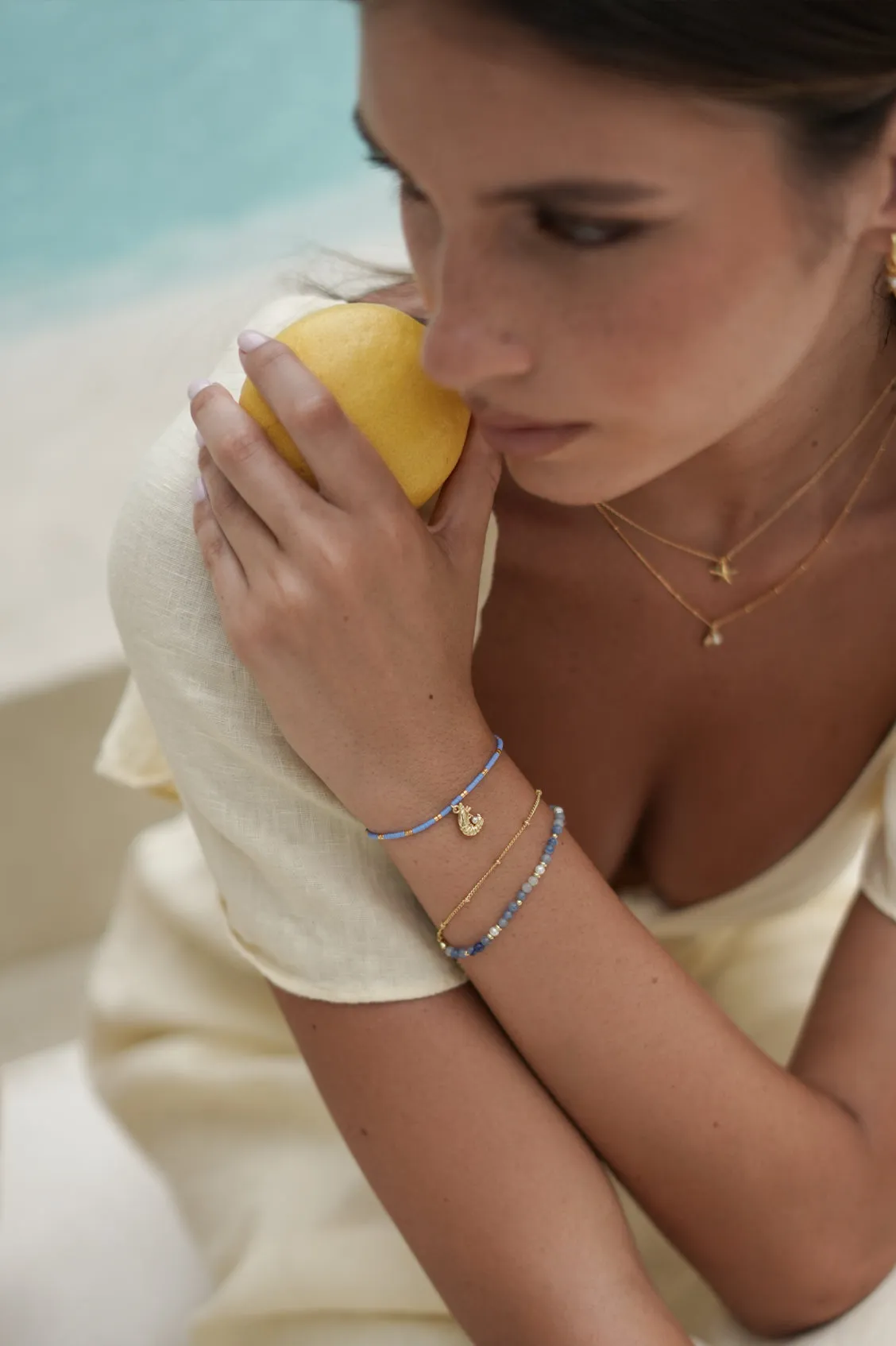 Pearl and Blue Aventurine Duo Bracelet sold by Estella Bartlett product image thumbnail 2