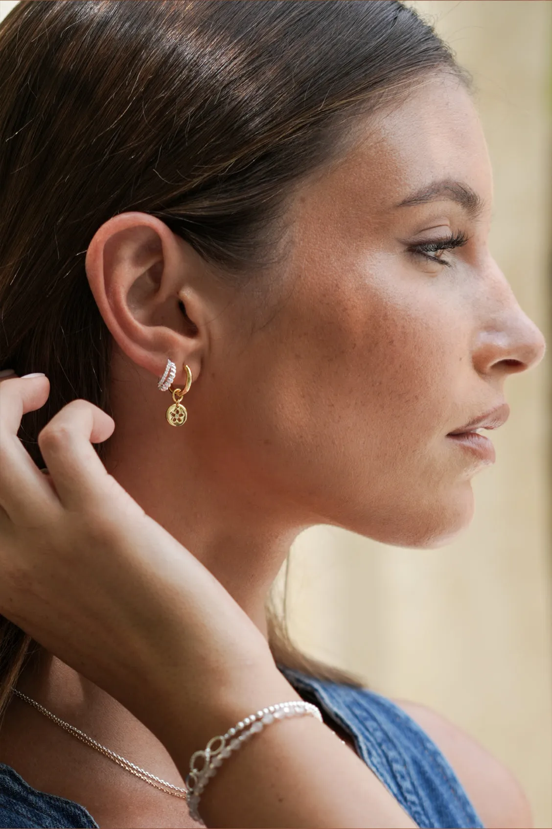 Heart and CZ Double Illusion Huggies sold by Estella Bartlett product image thumbnail 5