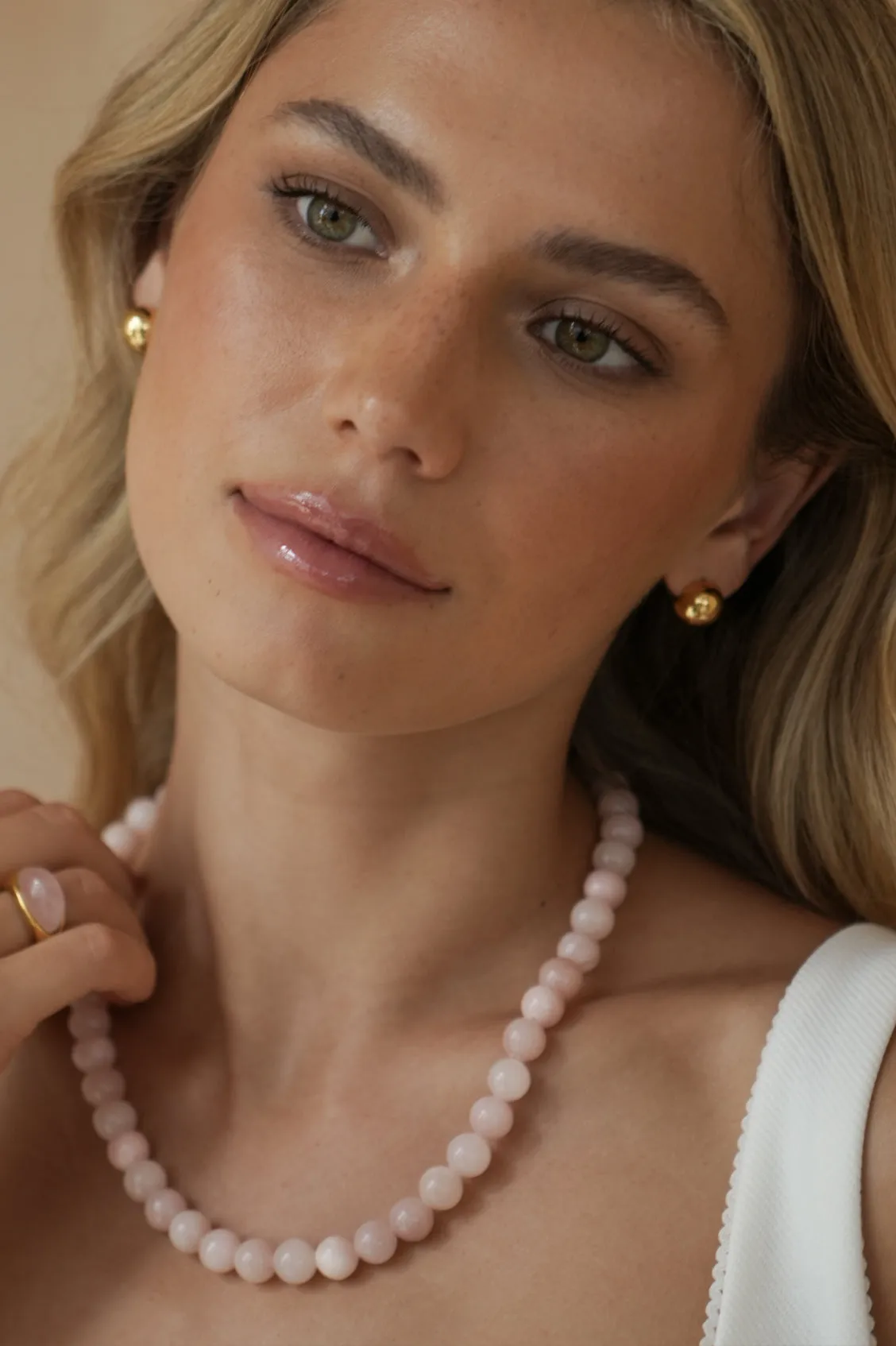 Chunky Rose Quartz T-Bar Necklace sold by Estella Bartlett product image thumbnail 2