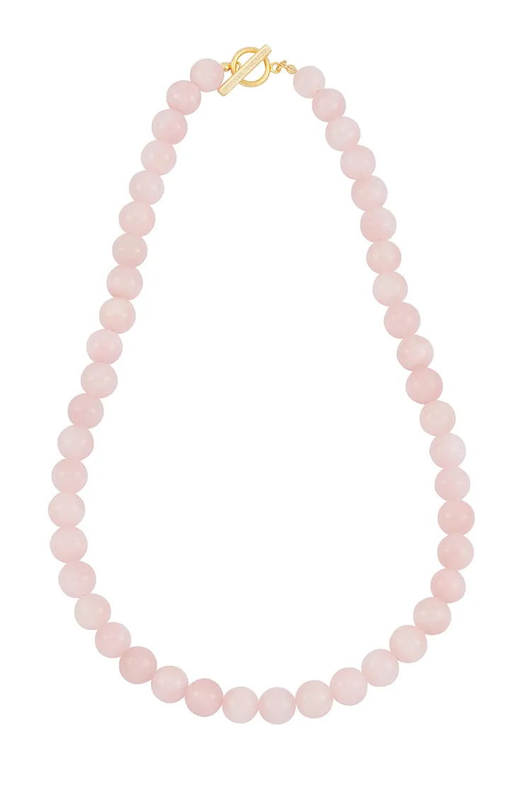Chunky Rose Quartz T-Bar Necklace sold by Estella Bartlett product image thumbnail 3